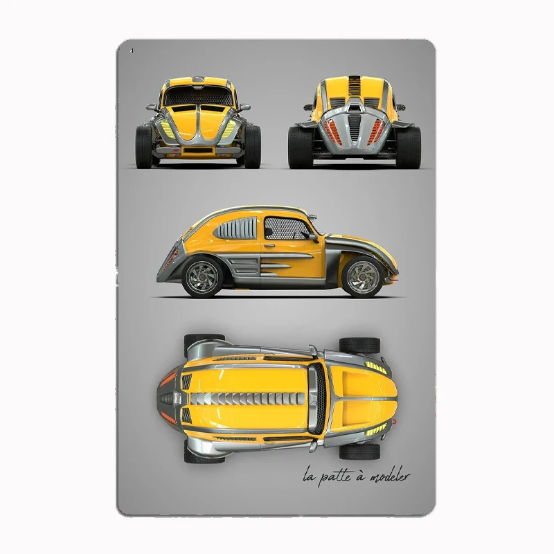 

Cyber Beetle Race Car Metal Poster Sign Club Custom Indoor Wall Tin Sign Room Decor Home Decor