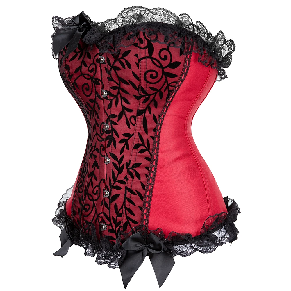 Corsets Bustiers for Women Overbust Corset Top Corselet Sexy Lace Bowknot Decorated Corselet Plus Size Corsetto Korsett