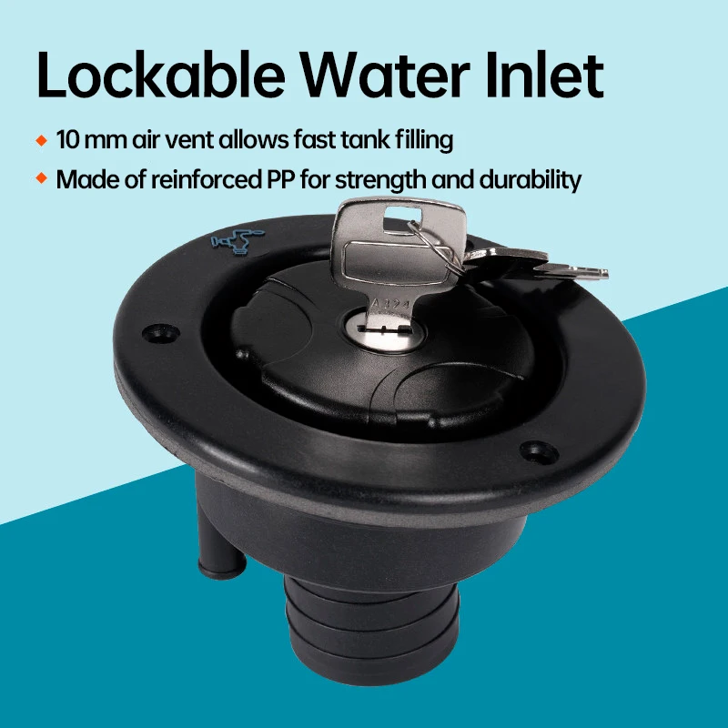

Gravity Water Inlet with Lock Water Tank Filling Port Camper Waterway RV System Parts Accessories