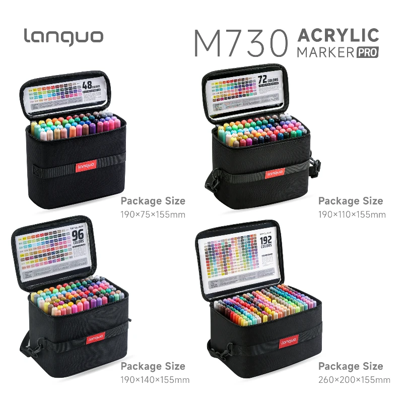 LANGUO 48/192 Colors Heavy Color PRO Direct Liquid Acrylic Marker Smart Ink Control Soft Tips School Office Supplies Stationery
