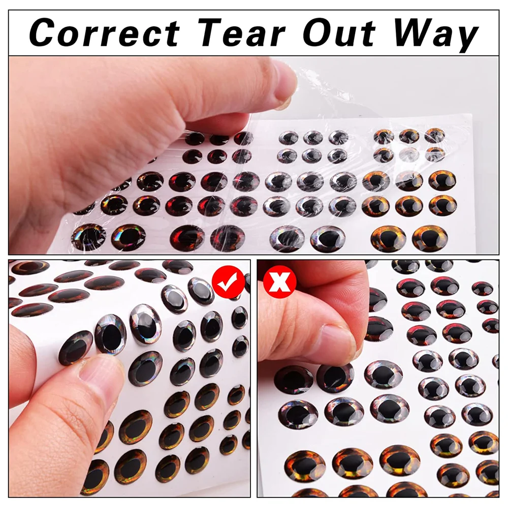 160Pcs Fishing Eyes set 4D Realistic for Lure Fish Eyes 3mm 4mm 5mm 6mm Fly Tying Lures simulation Crafts DIY Making Accessories