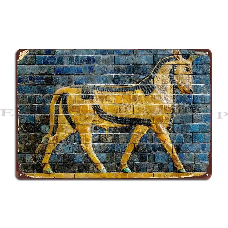 Babylonian Aurochs 02 Metal Sign Cave Retro Printed Wall Cave Designing Tin Sign Poster