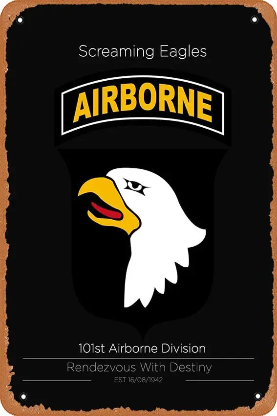 

muecddoa 101st Airborne Divison Us Military Units Retro Vintage Decorative Metal Tin Sign 8x12 Inch.