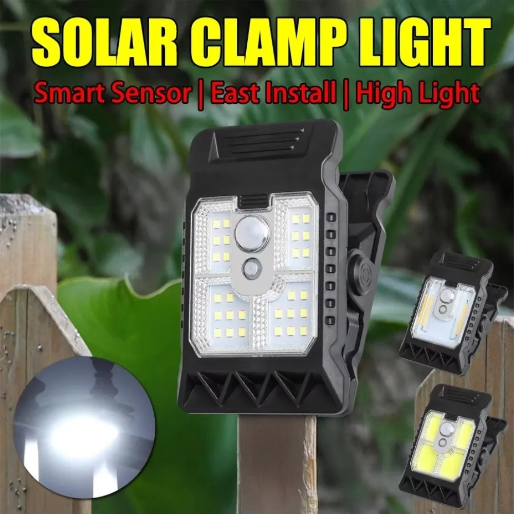 Mini Solar Clip Light Waterproof 3 Modes LED Solar Light High Bright Clip Mount Motion Sensor Lamp Outdoor Lighting