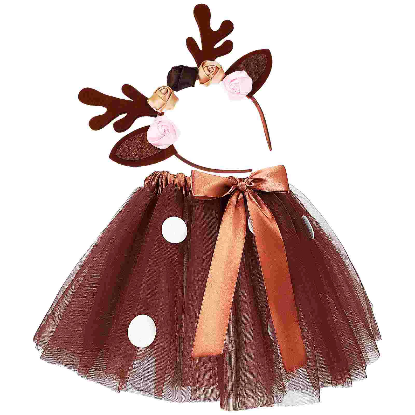 Skirt Deer Costume Accessories Elk Antler Christmas Headband Antlers Realistic Tutu for Girls Cosplay