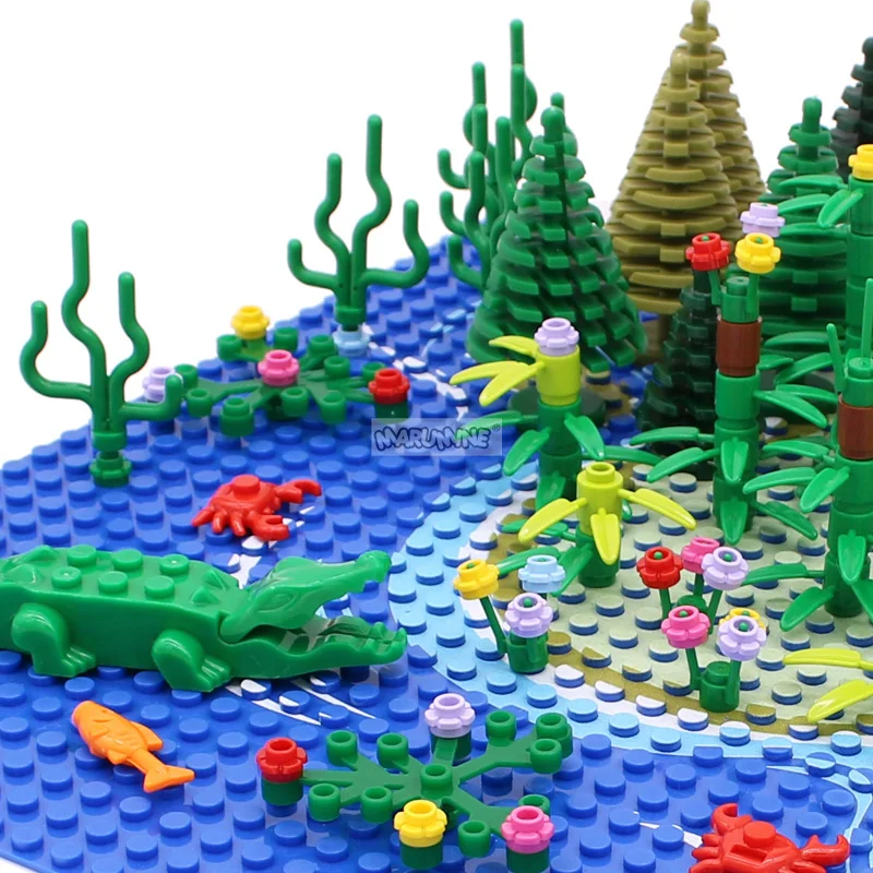 Marumine MOC Blocks Sea Grass Bricks Parts Compatible 30093 30PCS City Stalk Flower Natural Plant Build Construction Pieces Toys