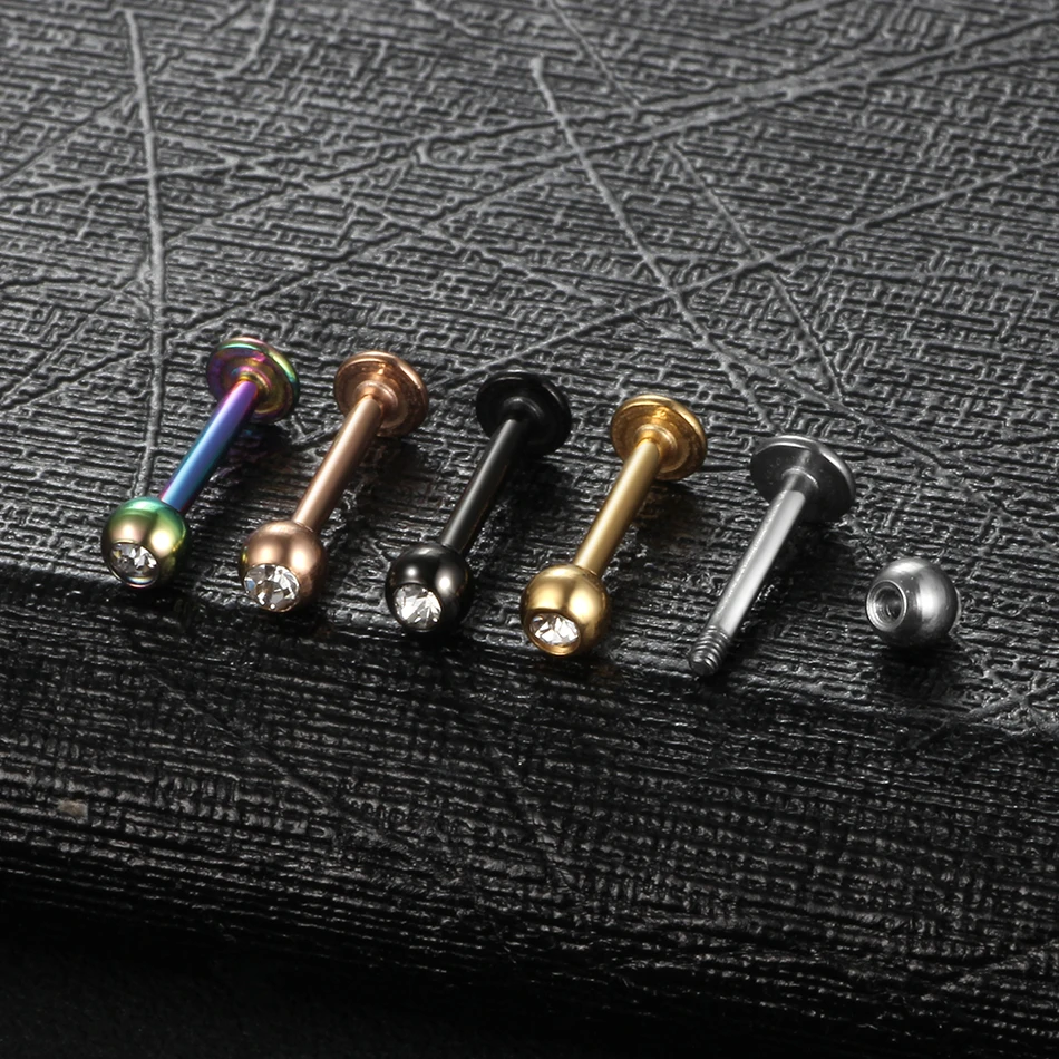 1PC 16G Stainless Steel Labret Piercing Crystal Gem Monroe Lip Stud Helix Tragus Conch Cartilage Earrings Piercing Women Jewelry image 5
