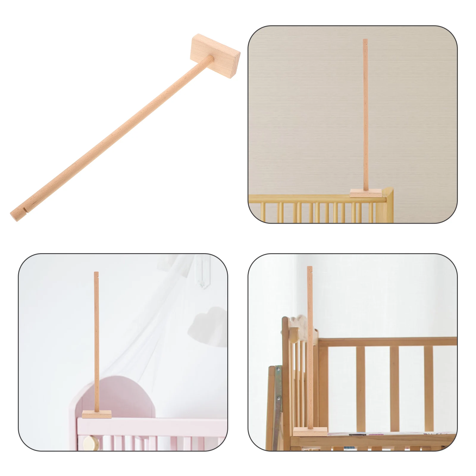 

Wooden Crib Mobile Arm Baby Bed Bell Hanger Toddler Toys Nursery Decor Spiral Holder for Girl Newborn Accessories