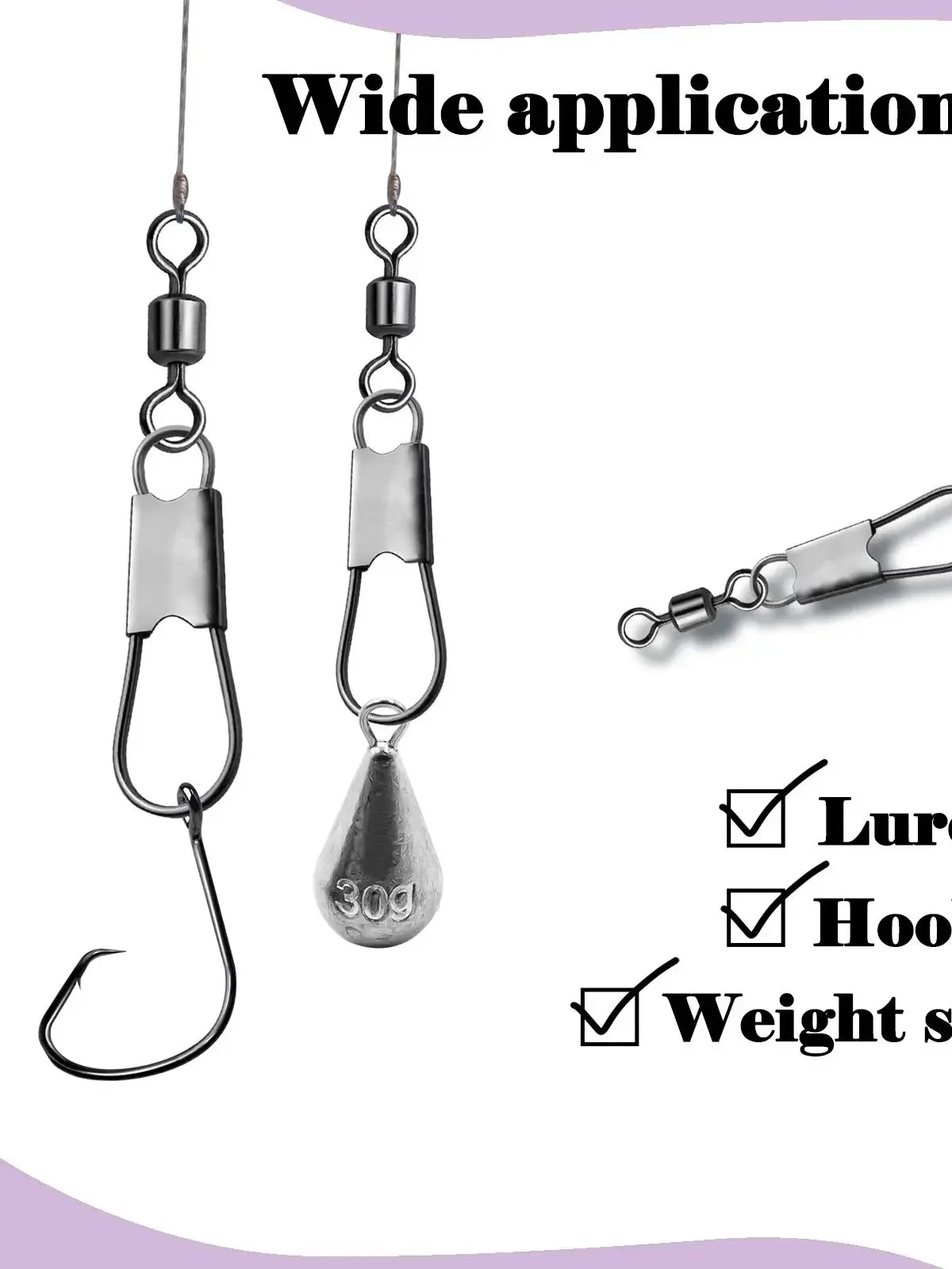 9KM 50-200 Stück Interlock Snap Rolling Swivels Edelstahl Angelverbinder Salzwasser-Tackle Swivel Snap – Detail 1