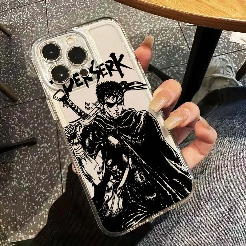 

B-Berserk Art Line Cool Phone Case For Apple iPhone 17 16e 16 15 14 13 12 11 XR Air Pro Plus Max Mini Transparent Cover