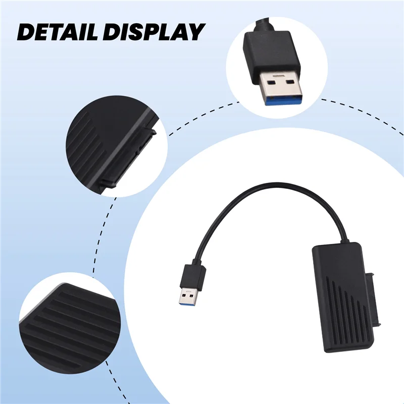 

Кабель-адаптер USB-SATA с питанием от адаптера с портом постоянного тока (неделенный чип) Внешний адаптер для жесткого диска 2,5/3,5 дюйма