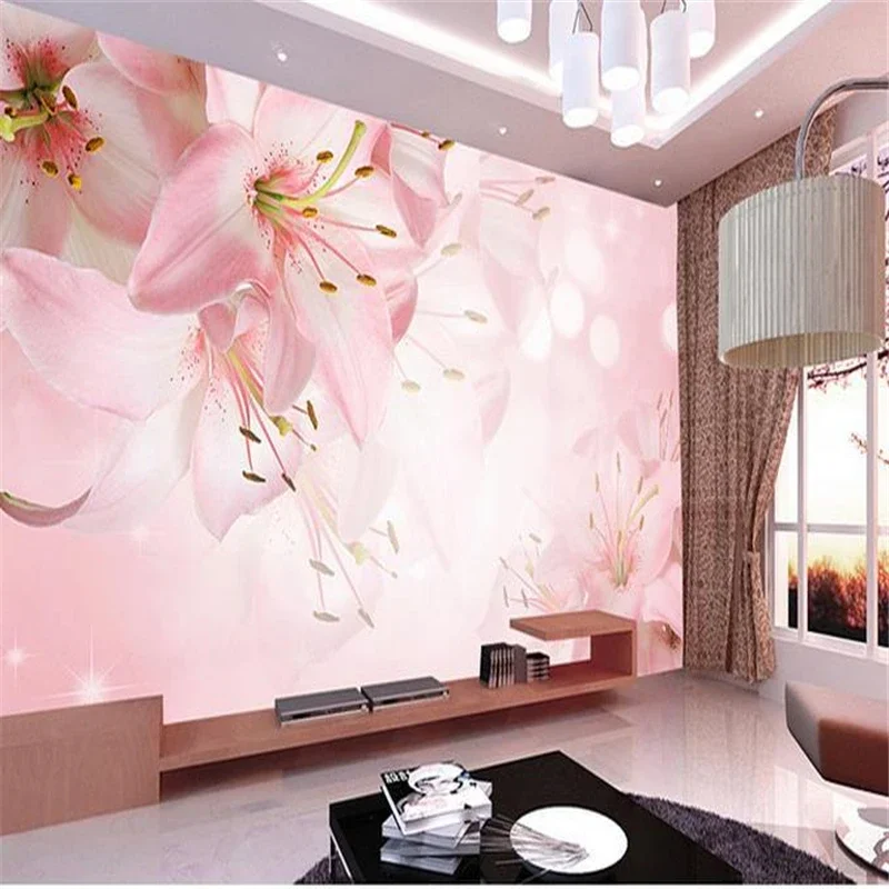 beibehang Customize size High Quickly HD 3d stereoscopic wallpaper 3d wallpaper seiling lily flowers mew europe papel de parede
