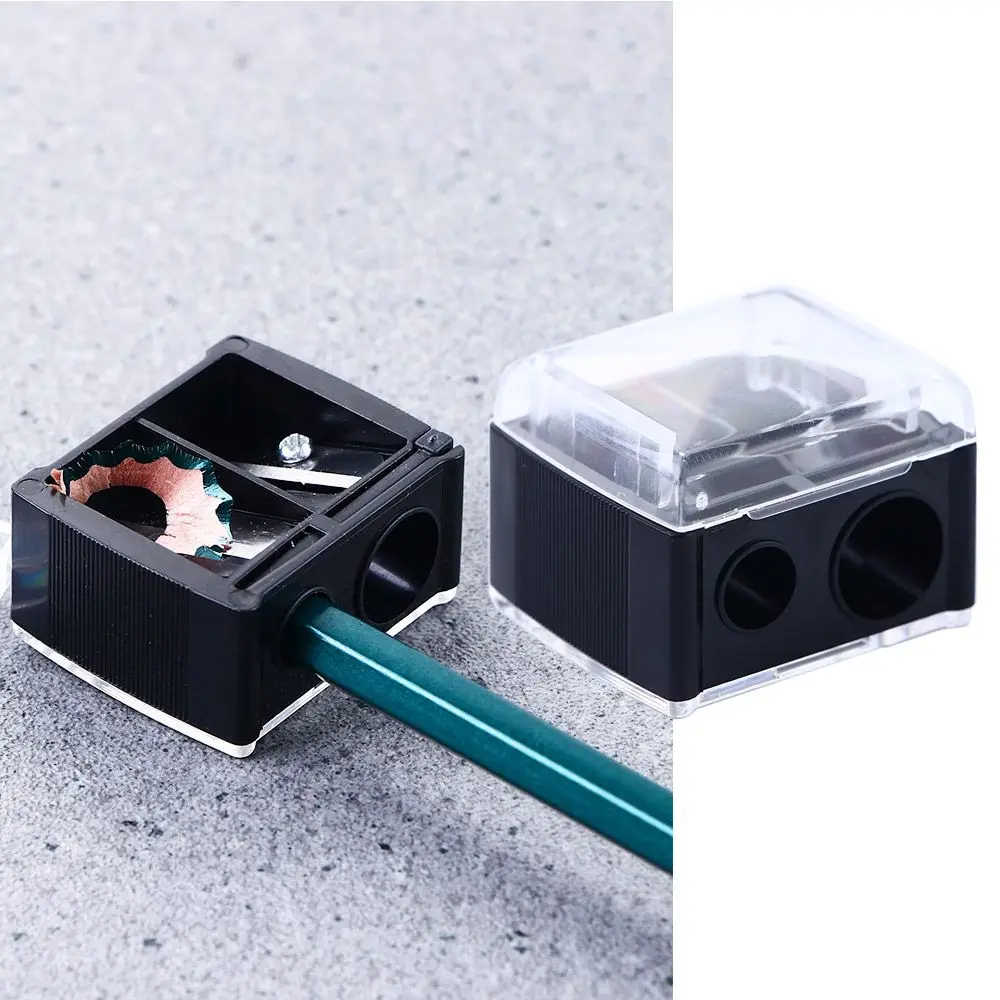 Precision Stationery Black Cosmetic Sharpener Mechanical Pencil Sharpener Makeup Sharpeners Double Holes Pencil Sharpener