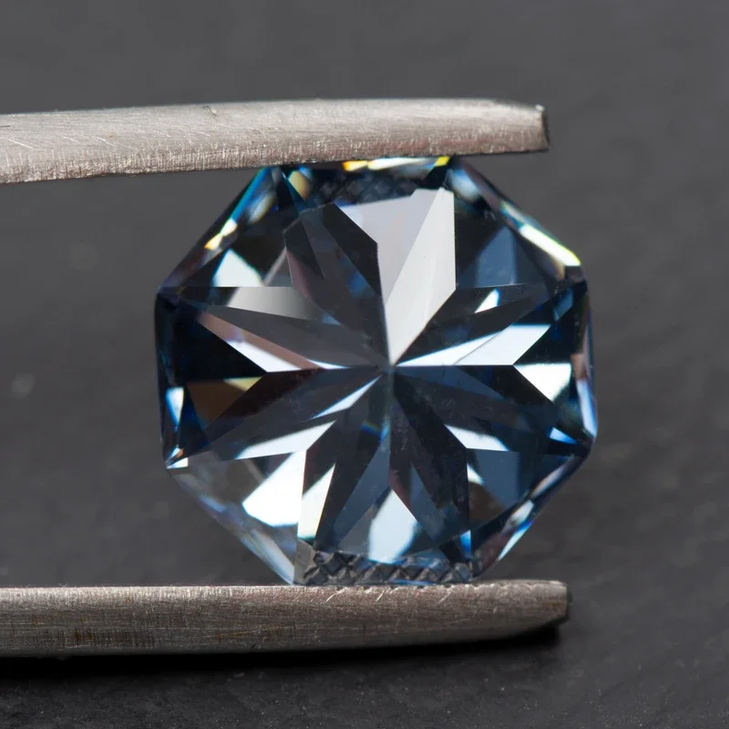 Moissanite Octagon 8 Arrows Special Cutting Royal Blue Primary Colour Charms Beads for DIY Jewelry Making with GRA Certificate