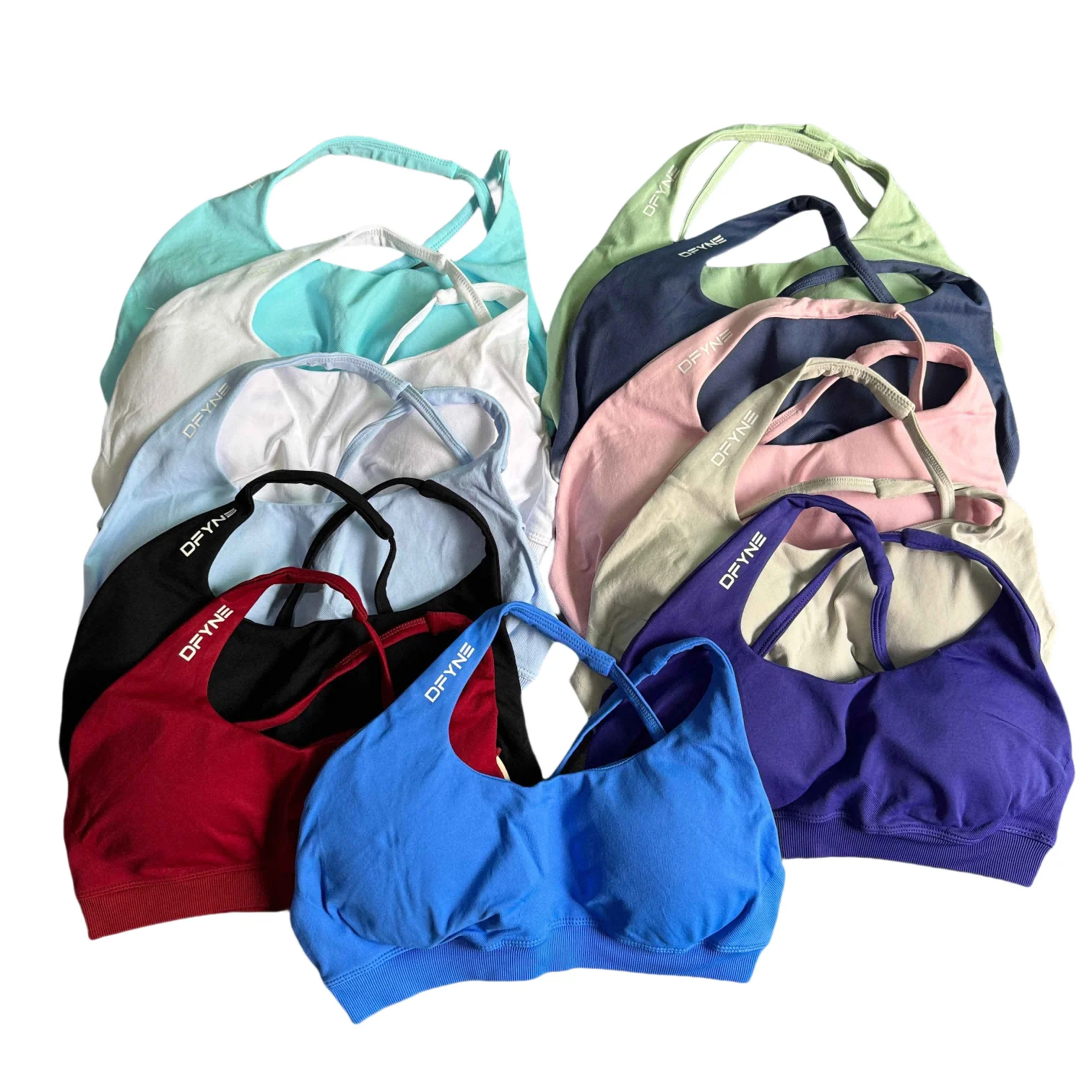 Reggiseno sportivo dinamico senza schienale per donna Reggiseno yoga imbottito senza cuciture con incrocio sul retro Supporto medio Allenamento Palestra Crop Top Abbigliamento sportivo con spalline