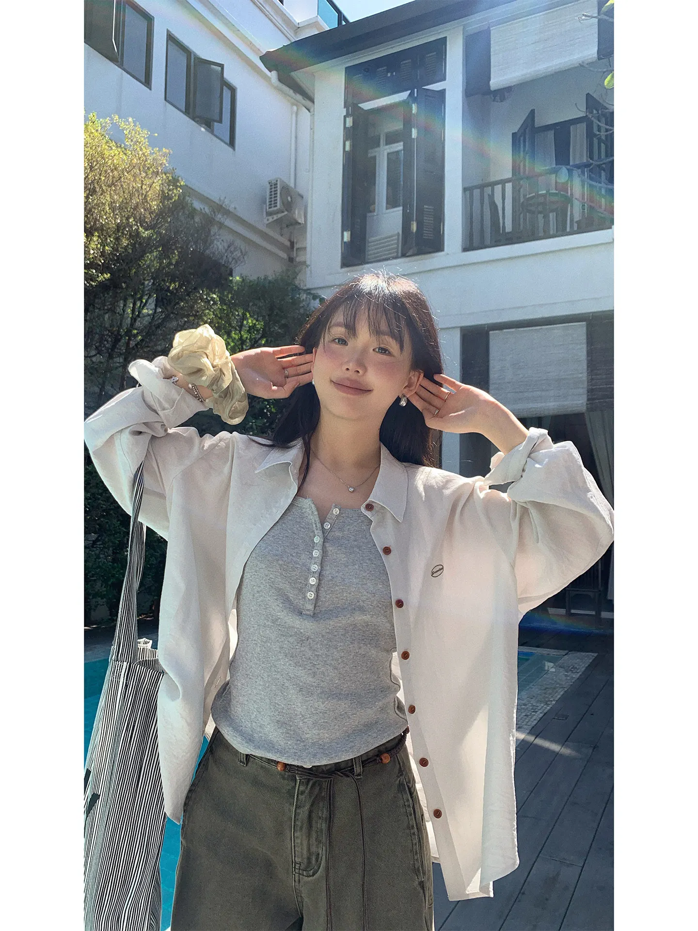 

Ele Embroidered Plaid Silk irt Women's Commute Casual Sle Long Sve Button up Slimming Spring Faion Ladies' irt