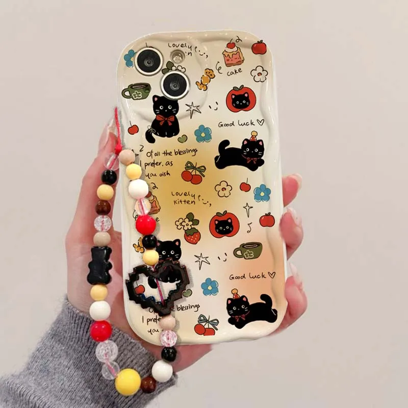 Black Cat Case With Chain For infinix Note 30 40 40S 50S 50X Hot 50 60 Pro 40i 30i Smart 8 Pro 10 Plus TECNO SPARK 20C Cover - view 4