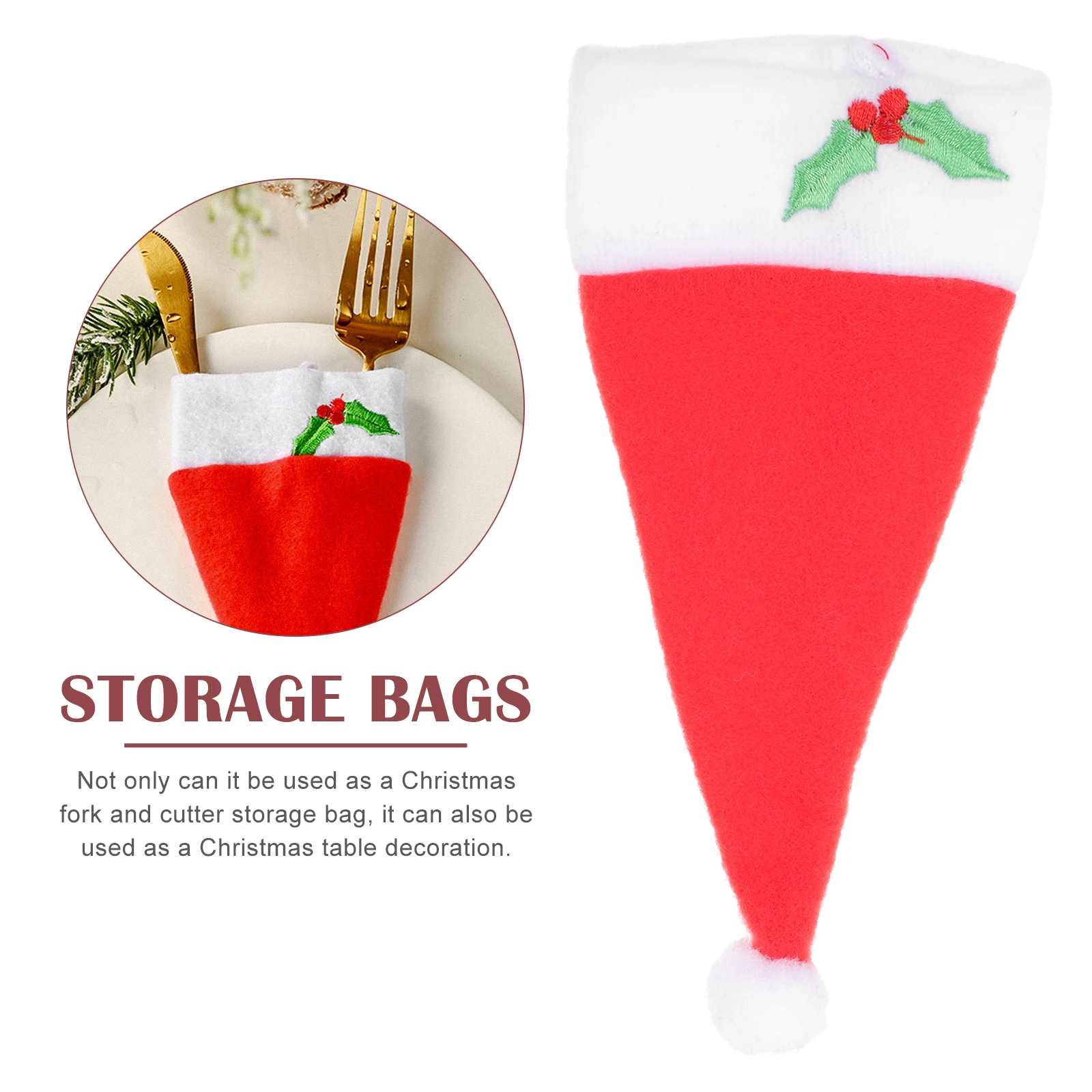 

8pcs Christmas Tableware Bag Xmas Hat Fork Cutter Cover Party Supply Storage Bag Dinning Table Decor Kitchen Bar Tools