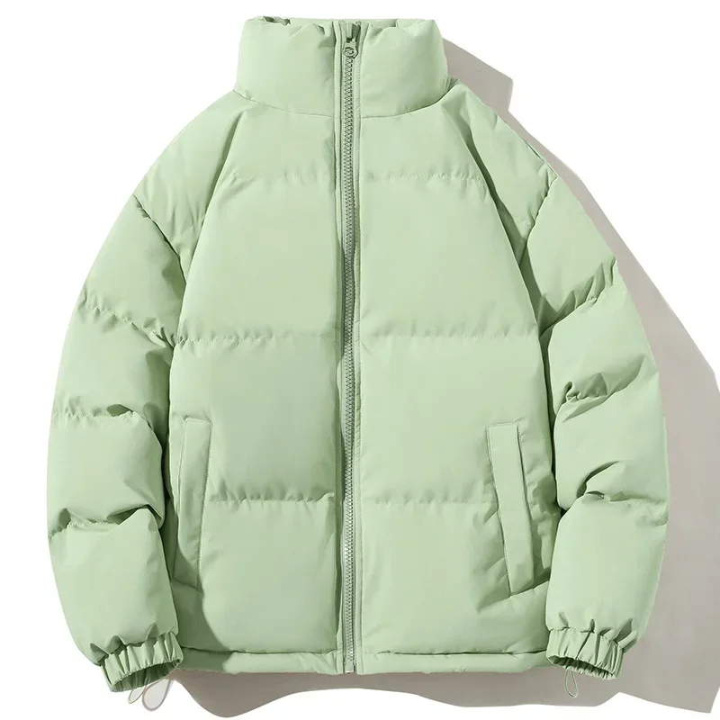 7 Colors Men's Winter Warm Thick Puffer Jacket Solid Color Couple Loose Windproof Cotton Padded Parka Coat for Office Daily Wear