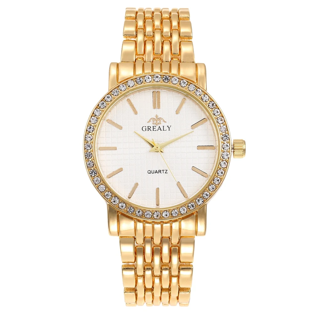 Nuevos relojes de moda para mujer, reloj de pulsera informal Simple con diamantes de imitación para mujer, reloj de cuarzo de lujo para mujer, reloj de oro para mujer, reloj femenino