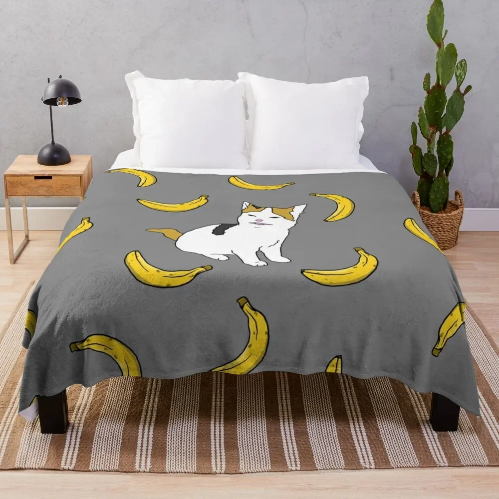 

Cat no like banana Throw Blanket Fluffys Large Retros Nap Bed Fashionable Blankets