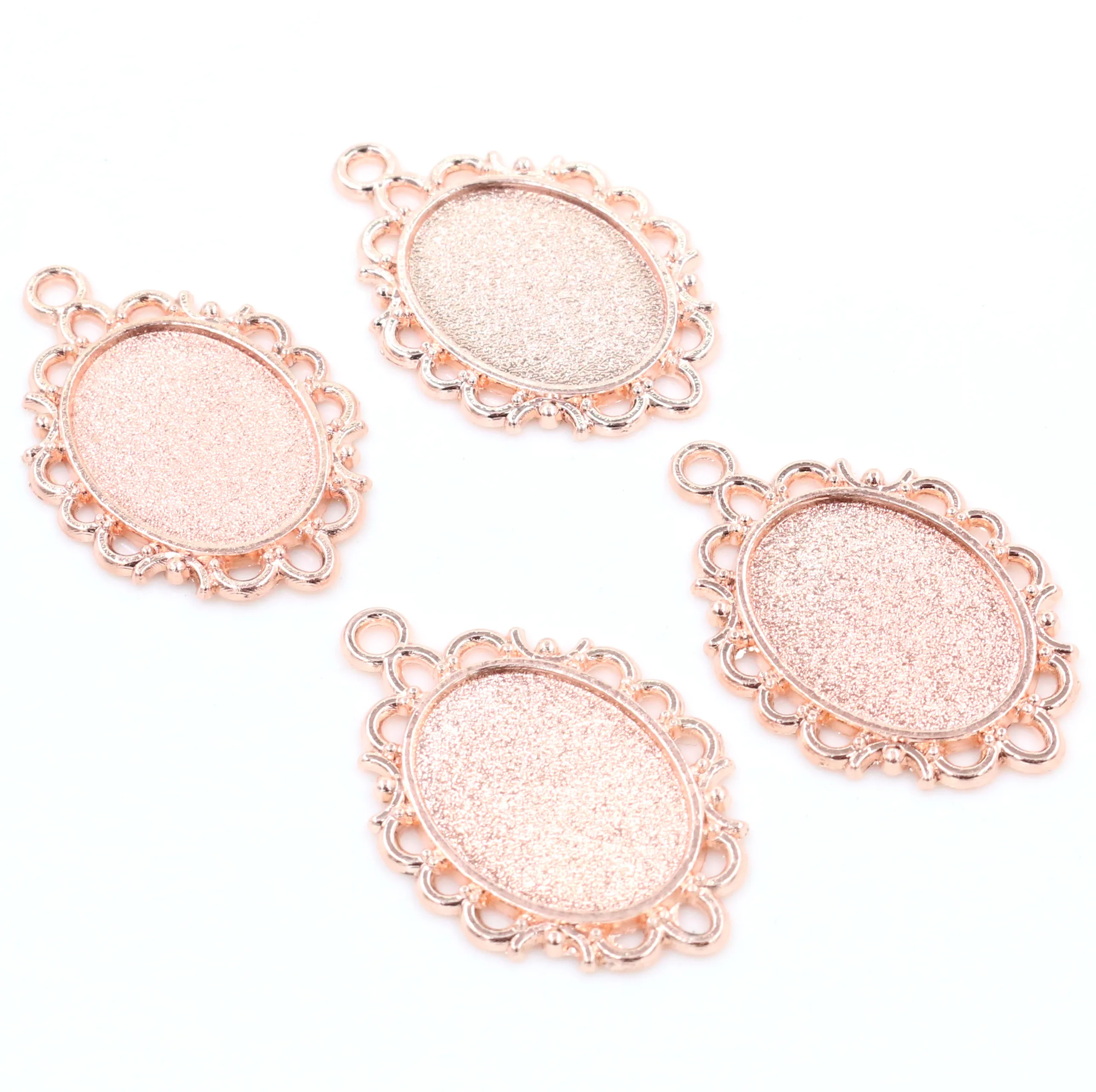 10pcs 13x18mm 내부 크기 간단한 빈티지 스타일 타원형 펜던트 카보 숑 공백베이스 설정 매력 펜던트 목걸이 결과