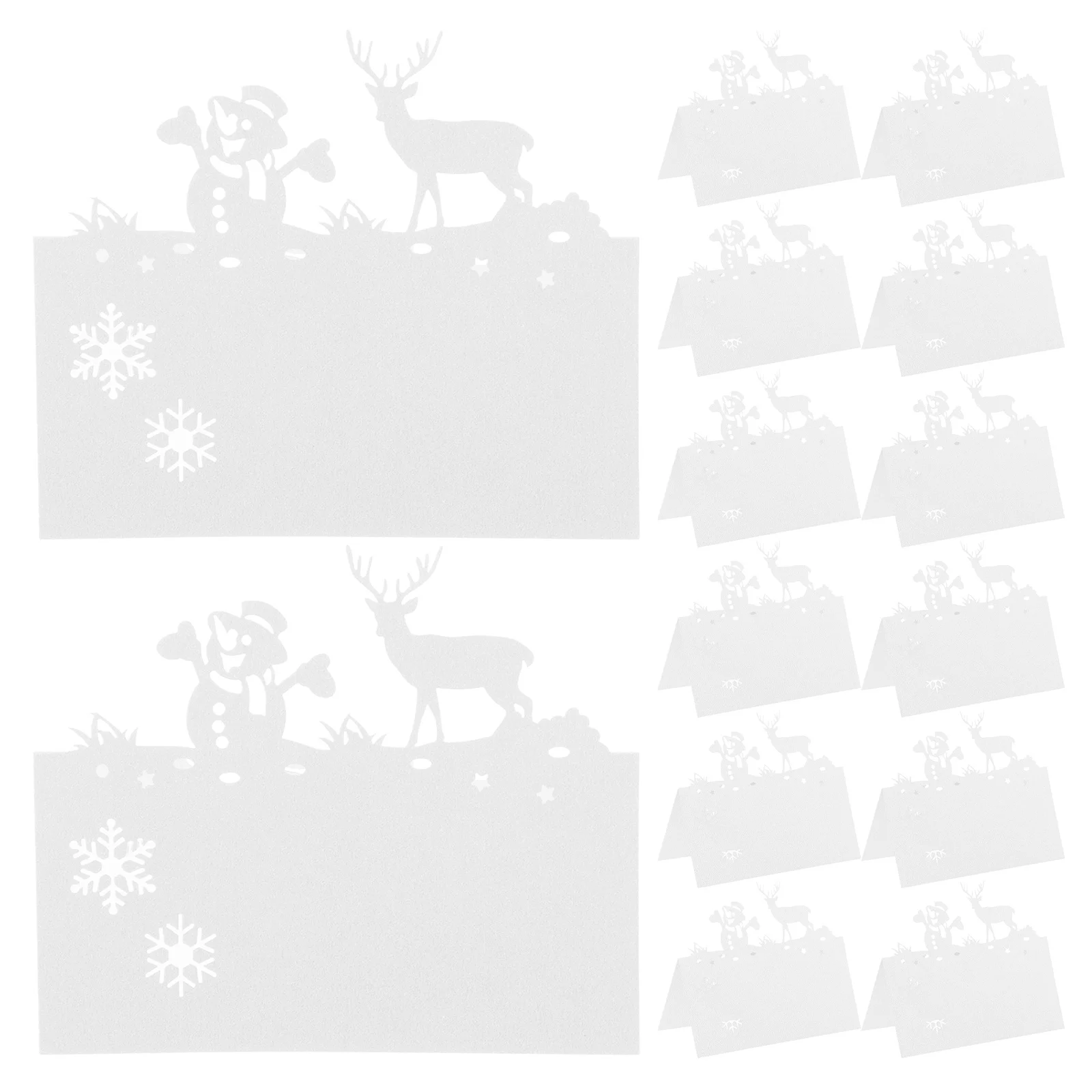 

50Pcs Holiday Table Cards Reindeer Snowman Theme Premium Seat Labels for Christmas Dinner Wedding Event Guest Placement