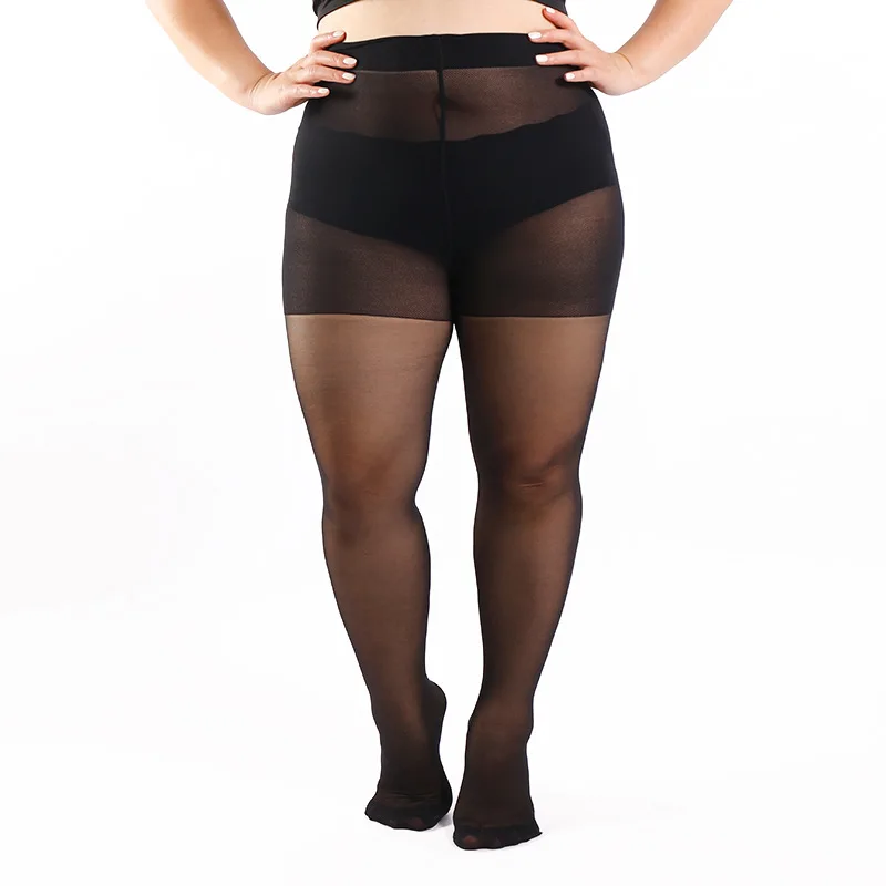 Damen Übergröße 20 Denier Transparente Strumpfhose mit Hoher Taille, Nylon-Strumpfhose, Superelastisch XL-4XL, Große Größen für Kräftige Damen bis 150kg/330lbs – Detail 10
