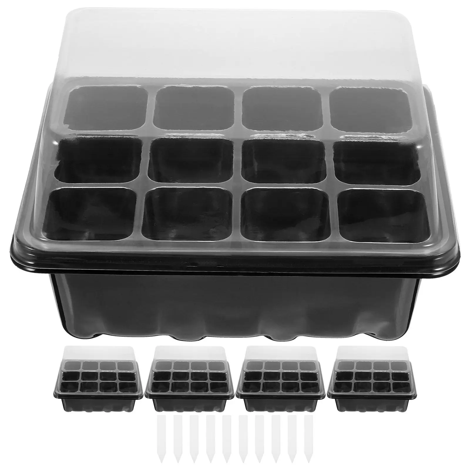 1 set Plastic Plant Nursery Pots Garden Indoor Seedling Halloween Christmas New Year Cell Seed Tray Plant Starter Kit 12-Cell