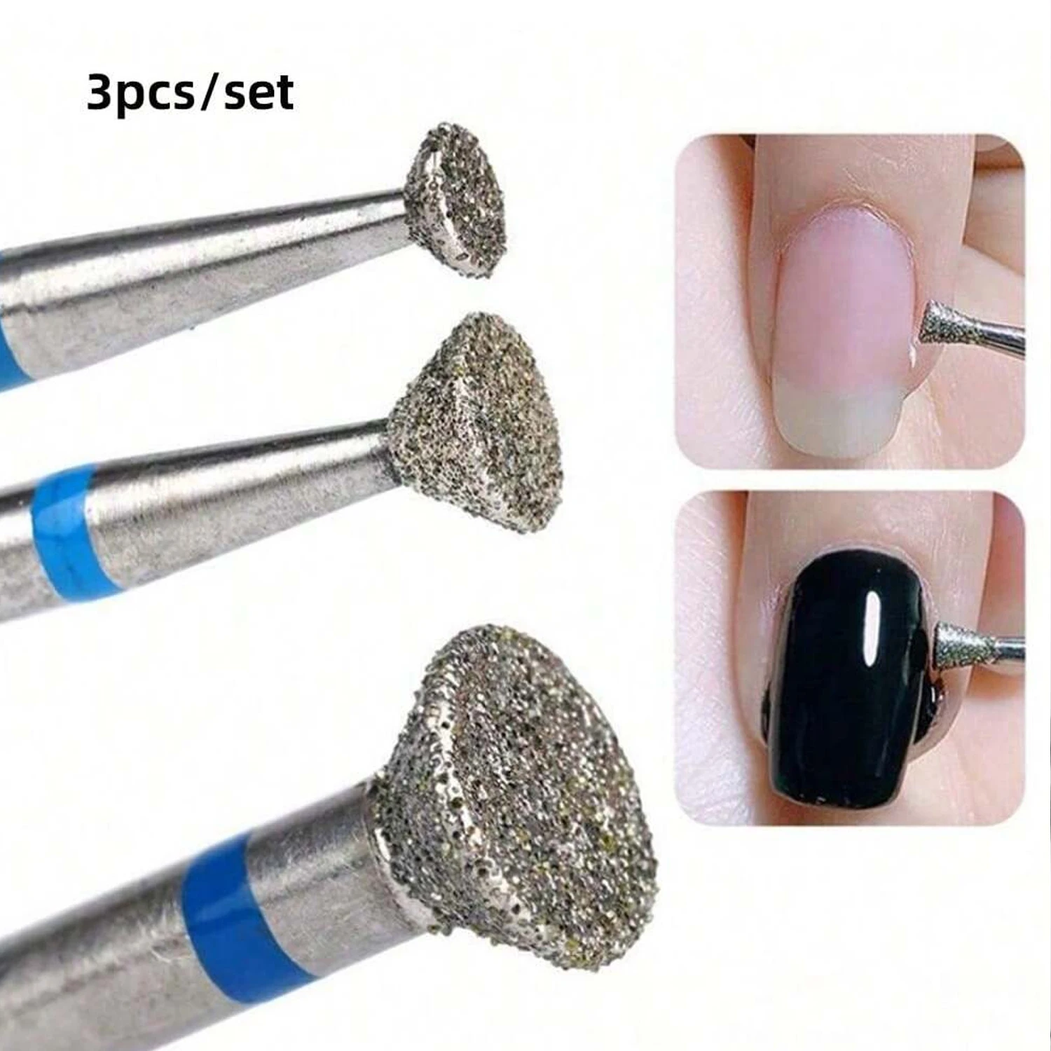 3pcs Cuticle Drill Bits 3/32'' Professional Cuticle Clean Drill Bits For Nail Drill Round Ball Head Cuticle Cleaner