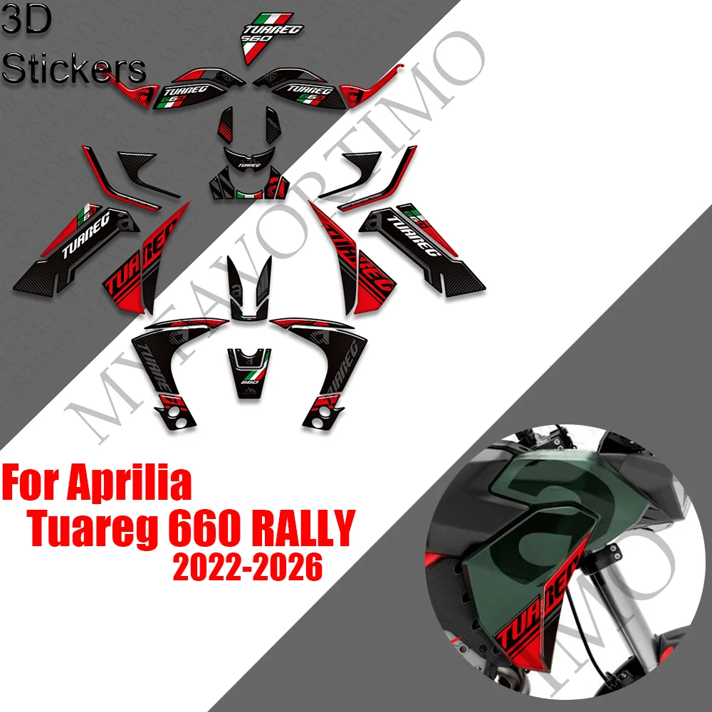 For Aprilia Tuareg 660 RALLY Tank Pad Bike Protection Adventure Handshield Windshield Handguard Stickers Decals 2022 - 2025 2026