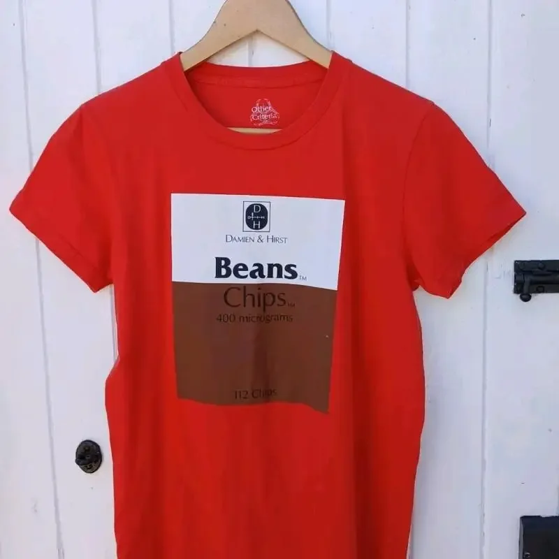 Damien Hurst The Last Supper Beans Chips Orange Art T Shirt 100 Cotton Uk S