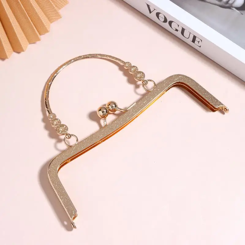 Metal Purse Frame With Curved Handle Kiss Lock Clasp Hardware For DIY Handmade Coin Bag Evening Clutch Bag Making Accessories