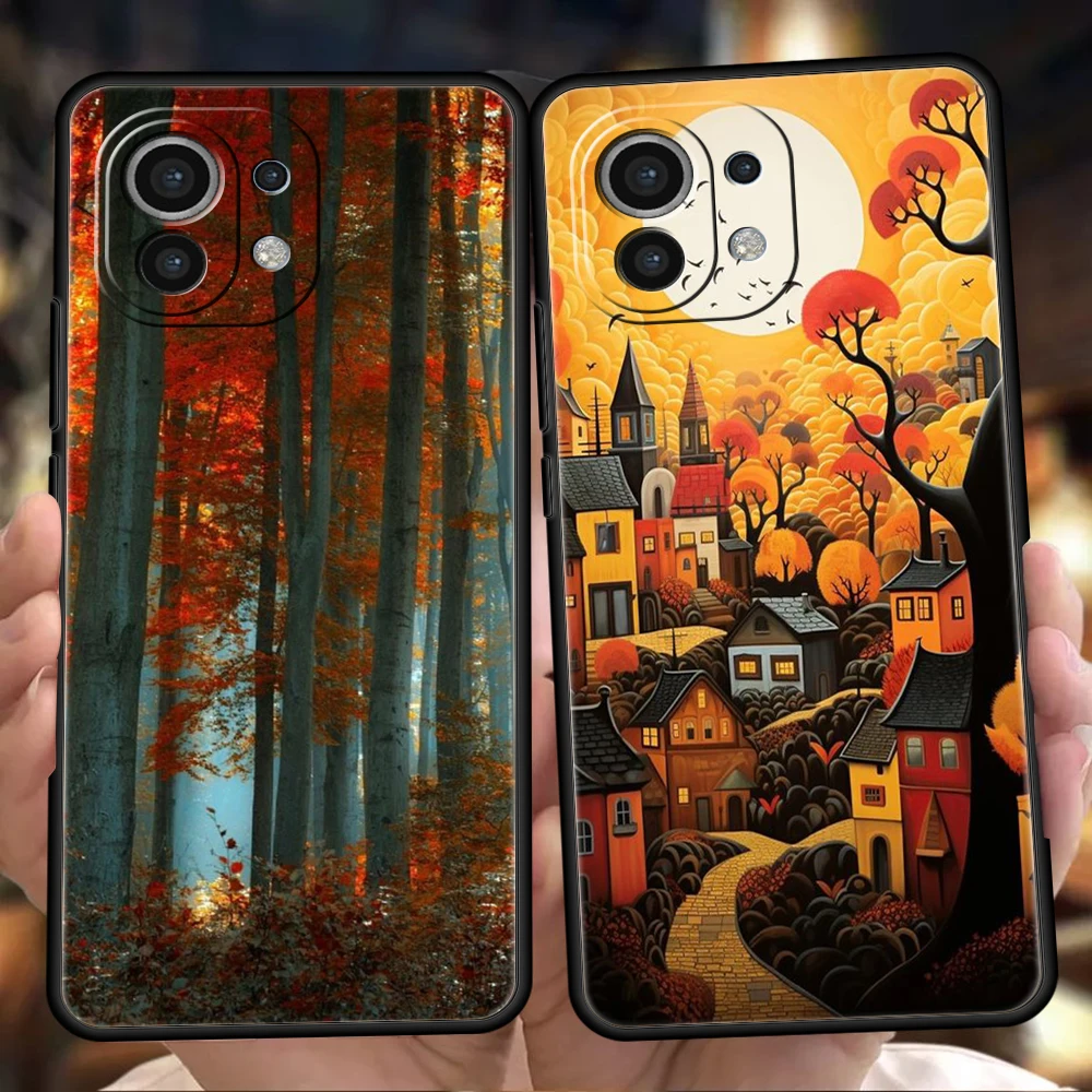 Hand Painted Forest House Phone Case for Xiaomi Mi 14 13 12 11 Ultra 13T 12T Poco C51 F3 F4 F5 X3 X4 NFC M3 Pro Lite 5G Cover