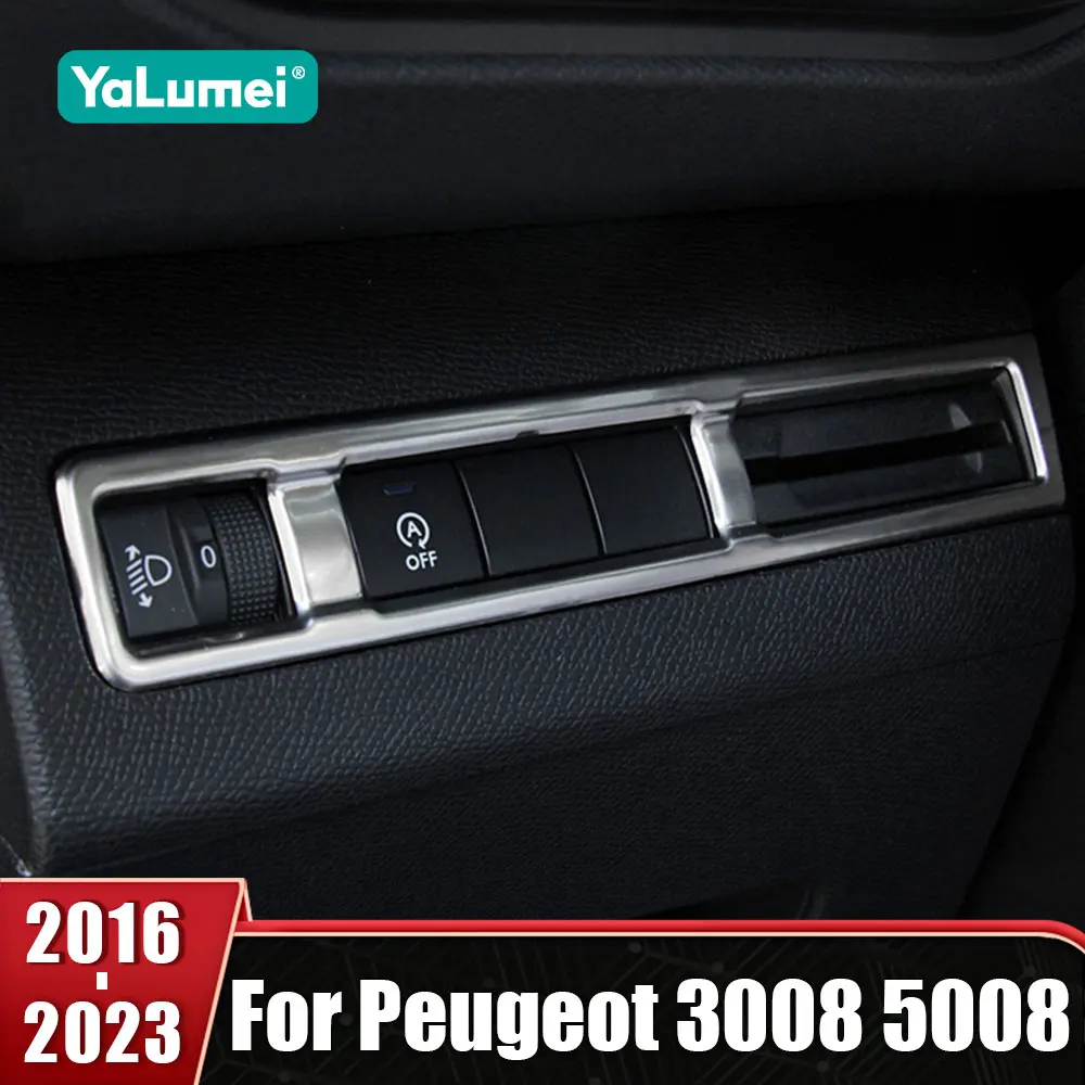 

For Peugeot 3008 5008 GT 2016 2017 2018 2019 2020 2021 2022 2023 Hybrid Car Headlight Adjustment Knob Switch Cover Trim Sticker