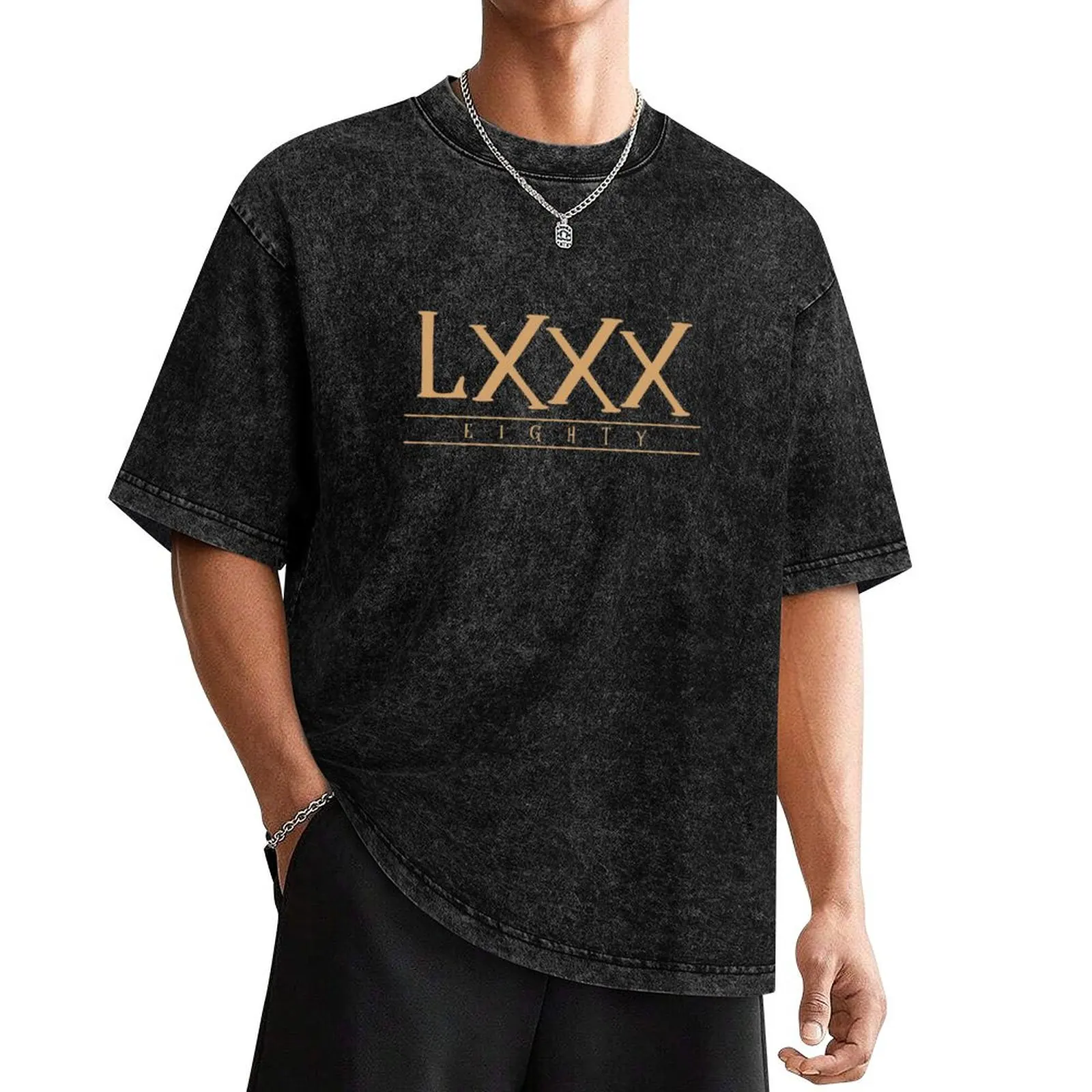 LXXX (Eighty) Gold Roman Numerals T-Shirt oversizeds oversized summer clothes black t shirts for men