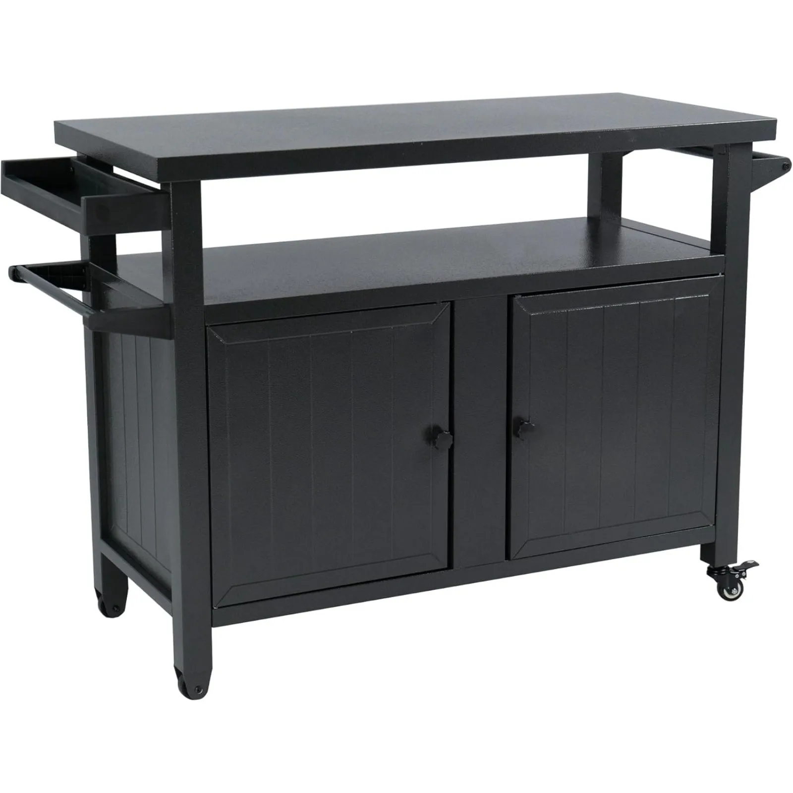 US BBQ Grill Storage Cart/Bin, Grill Carts Outdoor Storage Cabinet with Wheels, Metal Grill Table Kitchen Dining Table