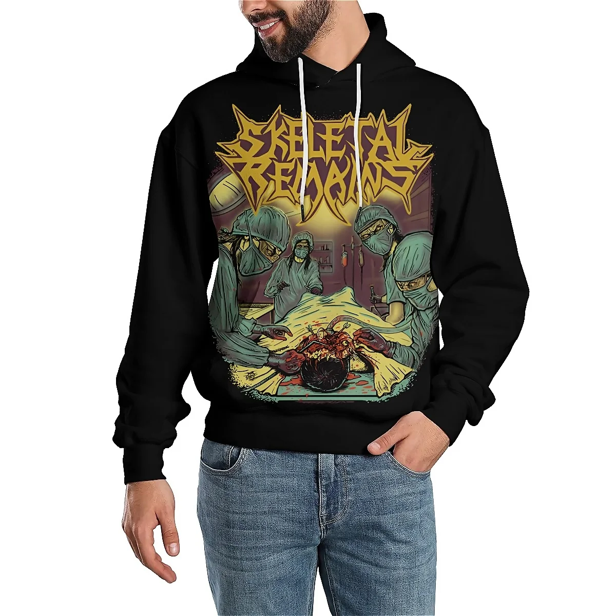 LIASOSO Skeletal Remains Band Hoodie 3D Printed Long Sleeve Heavy Metal Sweatshirt for Men & Women Harajuku Style Classic Rock