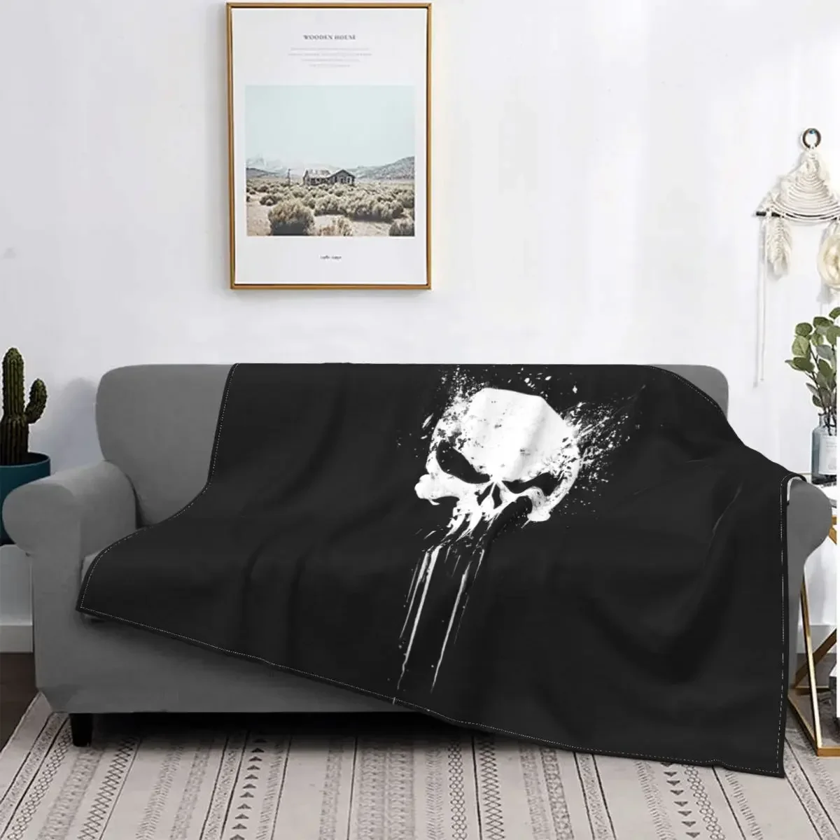 Heavy Metal 1960s Punk Rock Music Skull Blanket Fleece Autumn Winter Portable Lightweight Throw Blankets for Home Car Bedspreads
