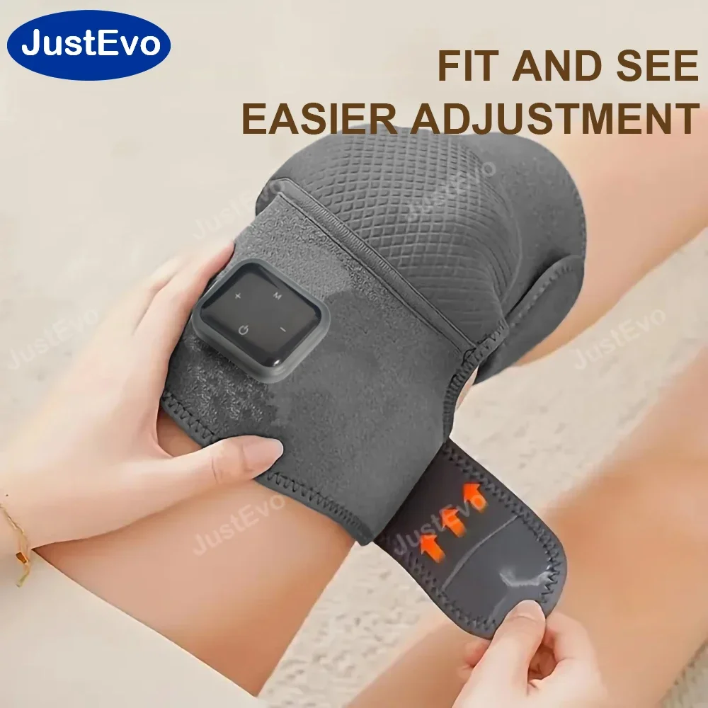 

JustEvo Knee and Leg Massager with Heating Function, featuring comfortable fabric a relaxing massage experience.HX-603