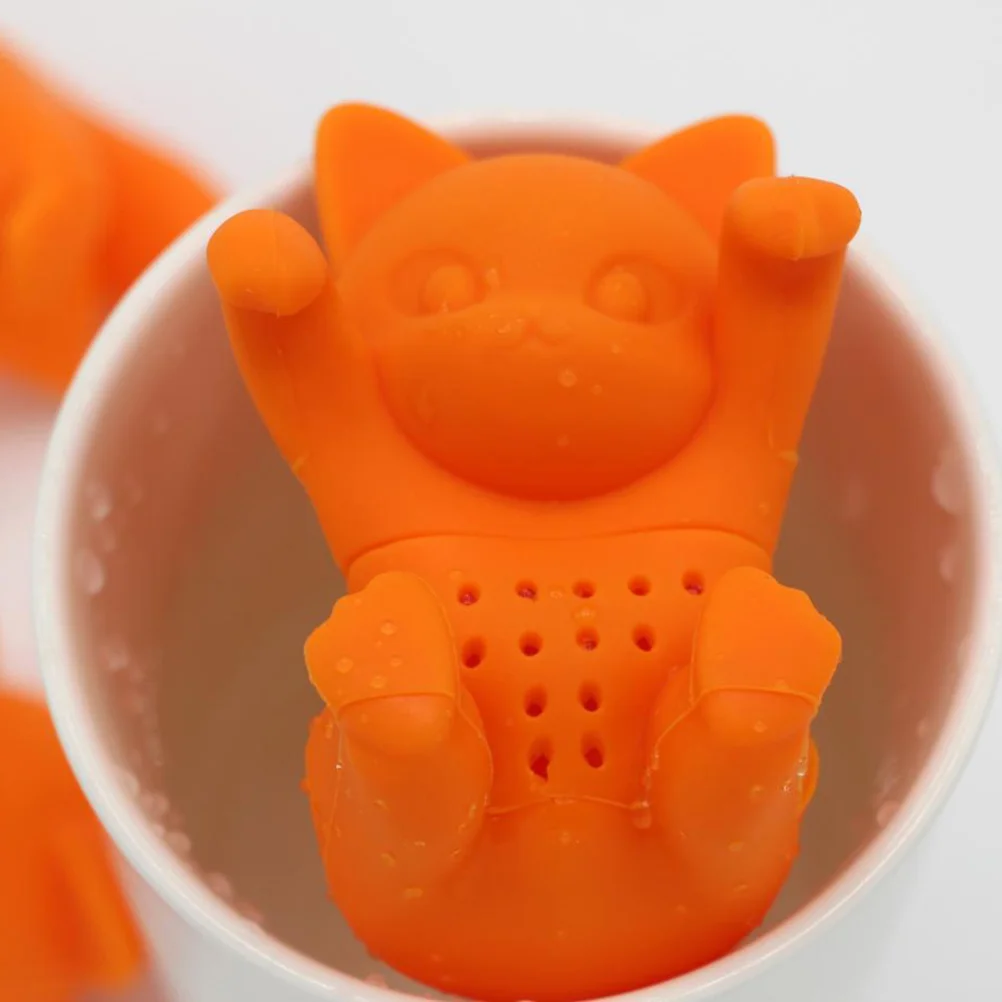 

Cat-Shaped Tea Infuser Orange Silicone Loose Leaf Tea Filter Funny Herbal Strainer For Mug Food-Grade Safe Easy Clean