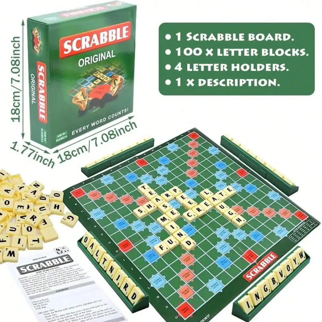 1 pz, solitario Scrabble inglese, scacchi alfabeto, Scrabble alfabeto, gioco da tavolo Jigsaw per 2-4 giocatori, gioco da tavolo.