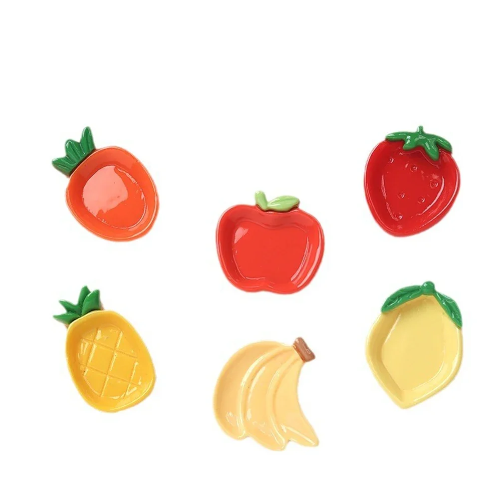 10PCS Shiny Fruit Plate Series Miniature Flat Back Resin Cabochons For Hairpin Scrapbooking DIY Home Decor Craft Accessories