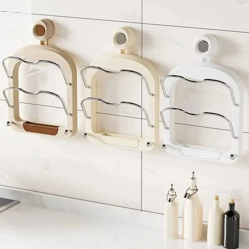 Saugnapf-Haken aus ABS und Aluminium Mehrschichtige Topfdeckelhalter Küchenwandmontierte Schneidebrett-Abtropfhalterungen