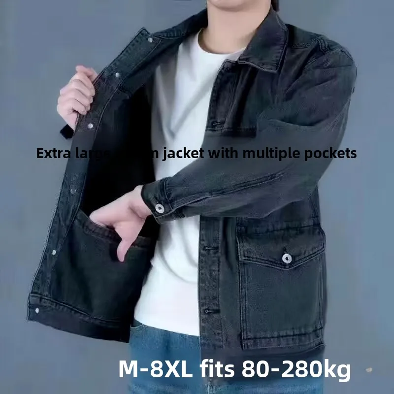 

Мужская рабочая куртка-рубашка из хлопкового денима, повседневная, с длинными рукавами, нескользящая, износостойкая, для весны и осени, больших размеров