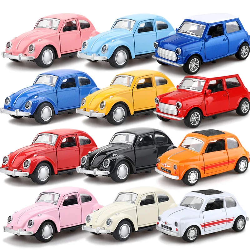 Alloy car model Beetle vintage car door opening force Children's toy car cake decoration carrying accessories home decor