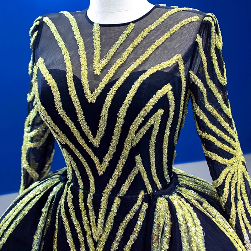 أنيقة سعيد دبي المرأة أنيقة الذهب الموضوع بريق فاخر العربية مساء فستان الزفاف حزب ثوب مخصص انفصال الذيل