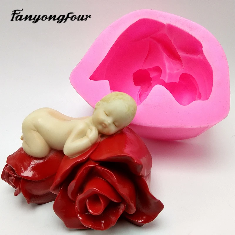 Fan Yong four Rose sleeping baby drop glue mold DIY production resin plaster concrete crafts decoration family decoration