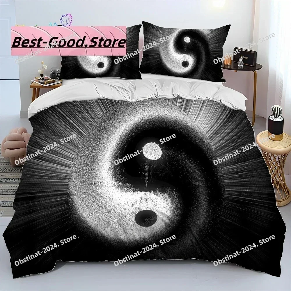 3D Chinese Tai Chi Bagua Yin Yang Bedding Set Printed single Comforter Quilt Bed Cover Pillow Case 3 Pieces Sets Kids Adult Size