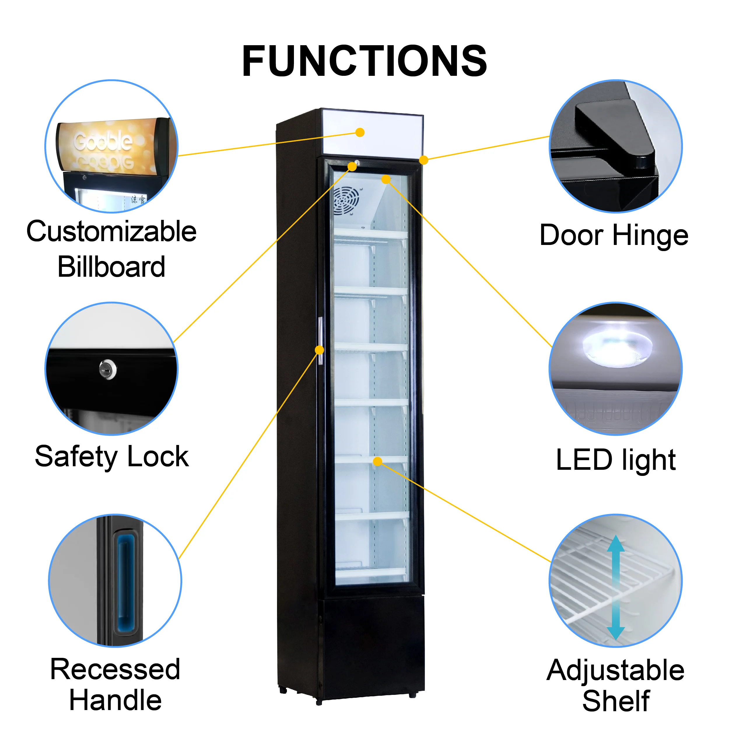 Large Capacity Custom 105L Compressor Supermarket Restaurant Popular Sale Commercial Display Refrigerator with Glass Door